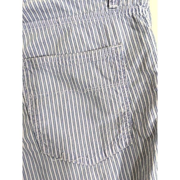 Mens Size 33 Shorts Blue Seersuck Striped Casual Bermuda Walking Pockets - Picture 7 of 9
